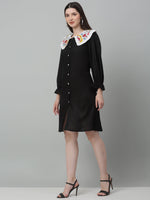 Thumbnail for Jainish Women's WoFloral Embroidered A-line Dress - Black - Distacart