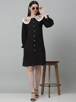 Thumbnail for Jainish Women's WoFloral Embroidered A-line Dress - Black - Distacart