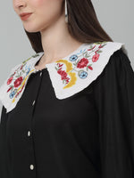 Thumbnail for Jainish Women's WoFloral Embroidered A-line Dress - Black - Distacart