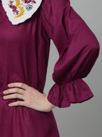 Thumbnail for Jainish Women's WoFloral Embroidered A-line Dress - Purple - Distacart