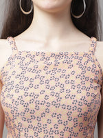 Thumbnail for Jainish Women's Peach Floral Printed A-Line Dresses - Distacart