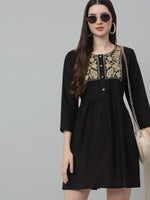 Thumbnail for Jainish Women's WoEmbroidered A-line Dress - Black - Distacart