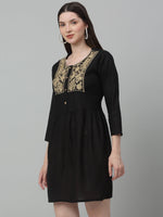 Thumbnail for Jainish Women's WoEmbroidered A-line Dress - Black - Distacart