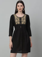 Thumbnail for Jainish Women's WoEmbroidered A-line Dress - Black - Distacart