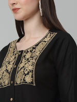 Thumbnail for Jainish Women's WoEmbroidered A-line Dress - Black - Distacart