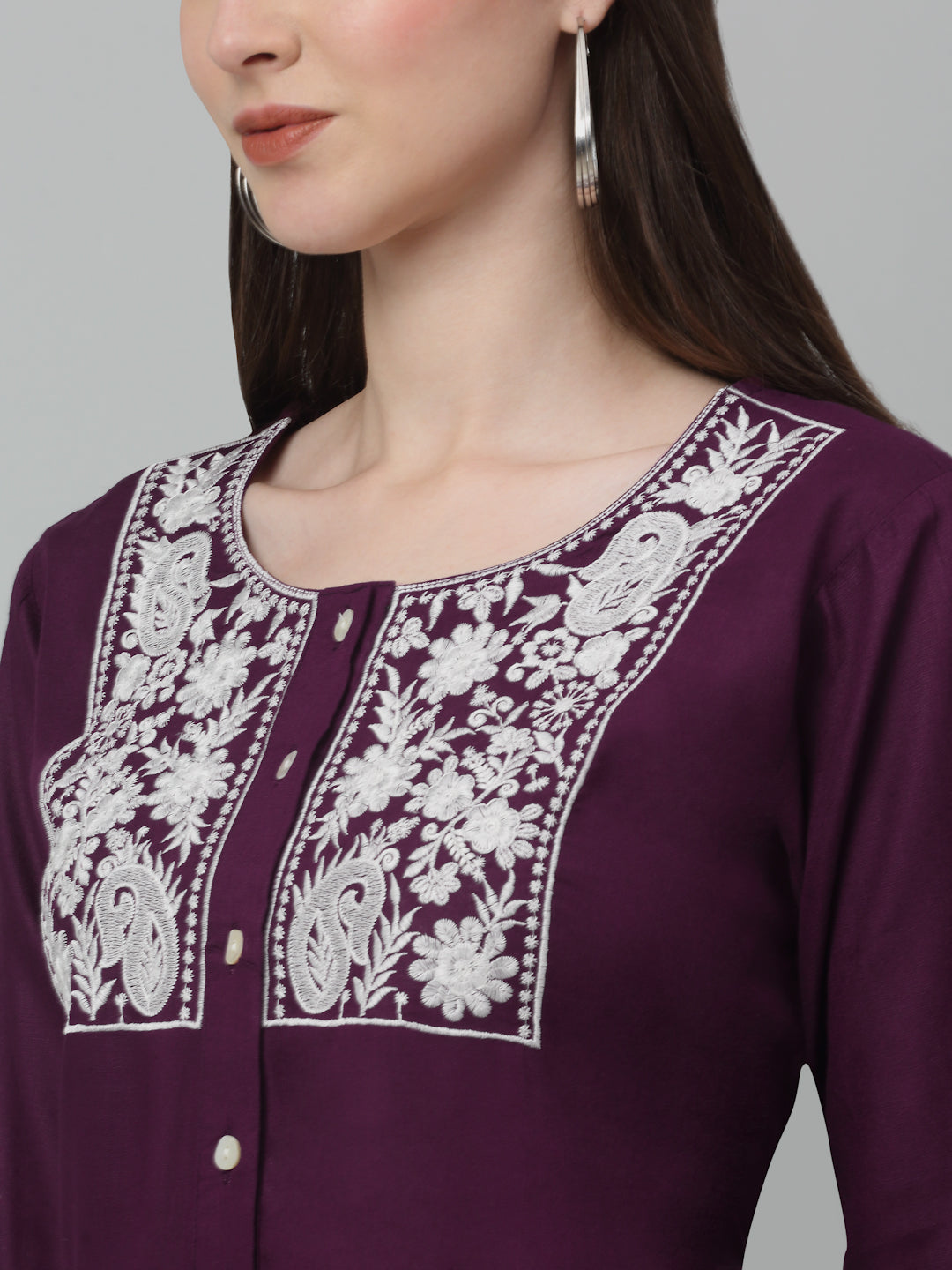 Jainish Women's WoEmbroidered A-line Dress - Purple - Distacart