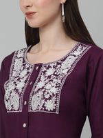 Thumbnail for Jainish Women's WoEmbroidered A-line Dress - Purple - Distacart