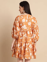 Thumbnail for Jainish Women's Mustard Printed A-Line Dress - Distacart