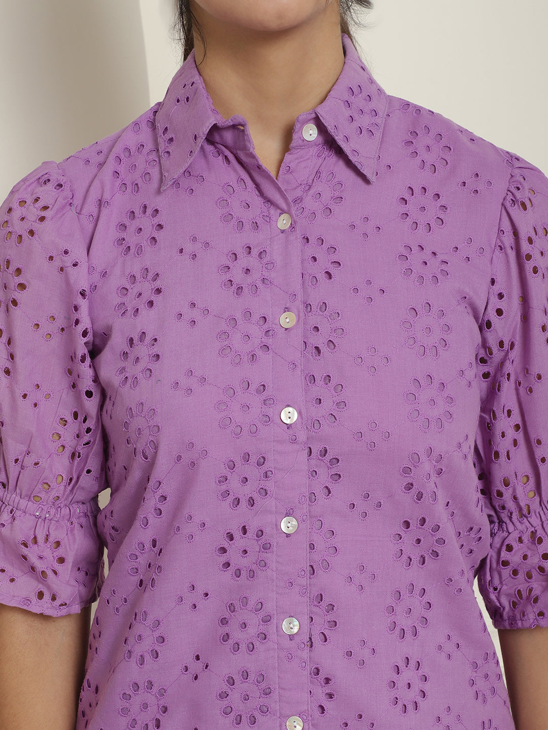 Indian Needle Women's Embroidered Cotton Dress - Purple - Distacart