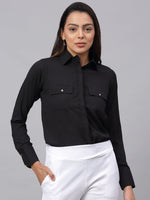 Thumbnail for Jainish Women's Black Solid Shirt - Black - Distacart
