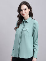 Thumbnail for Jainish Women's Green Solid Shirt - Distacart