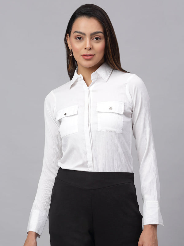 Jainish Women's White Solid Shirt - White - Distacart