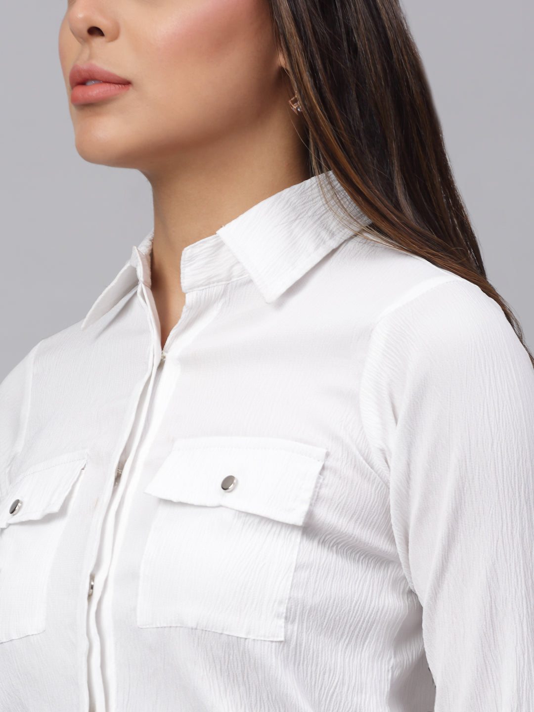 Jainish Women's White Solid Shirt - White - Distacart