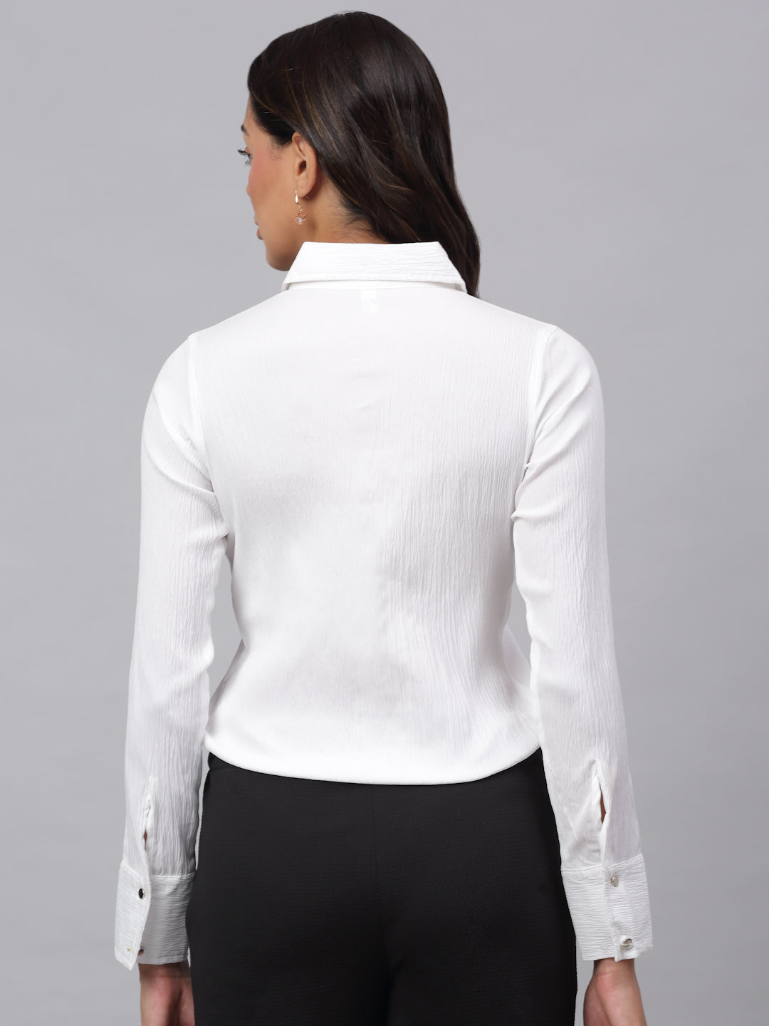 Jainish Women's White Solid Shirt - White - Distacart