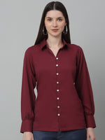 Thumbnail for Jainish Women's Maroon Solid Casual Shirt - Distacart