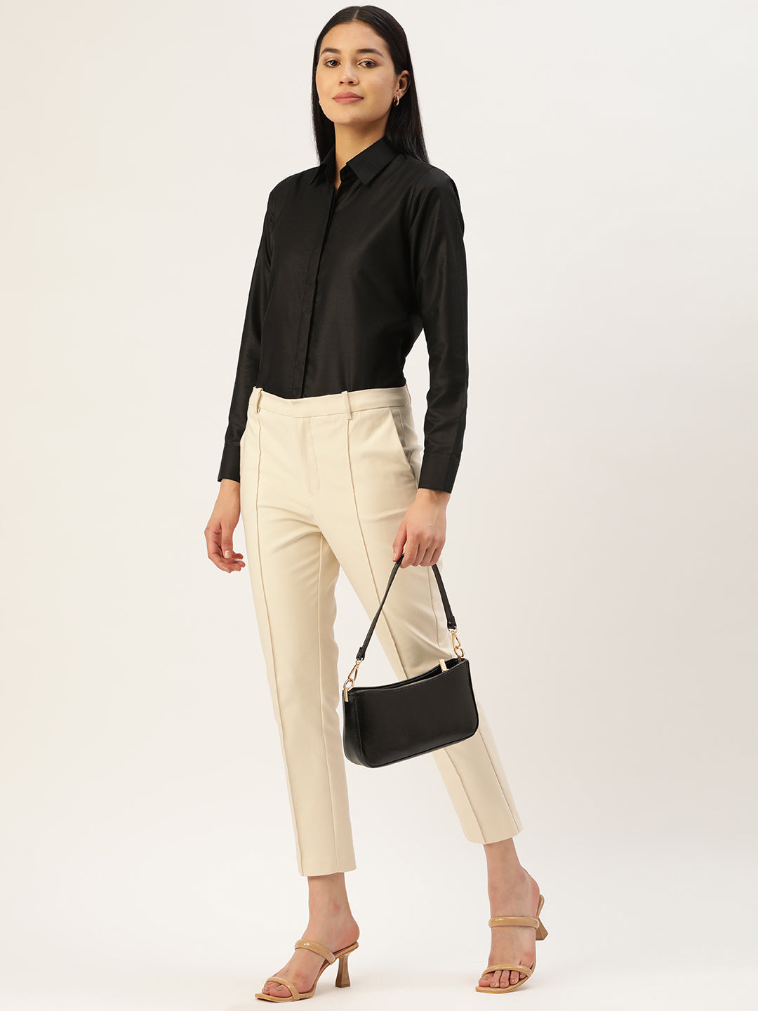 Jainish Women's Black Solid Shirt Style Top - Distacart