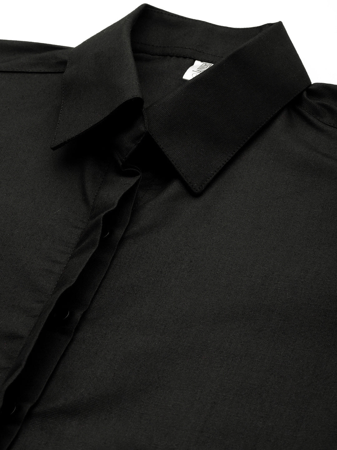 Jainish Women's Black Solid Shirt Style Top - Distacart