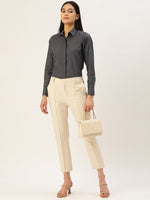 Thumbnail for Jainish Women's Grey Solid Shirt Style Top - Distacart