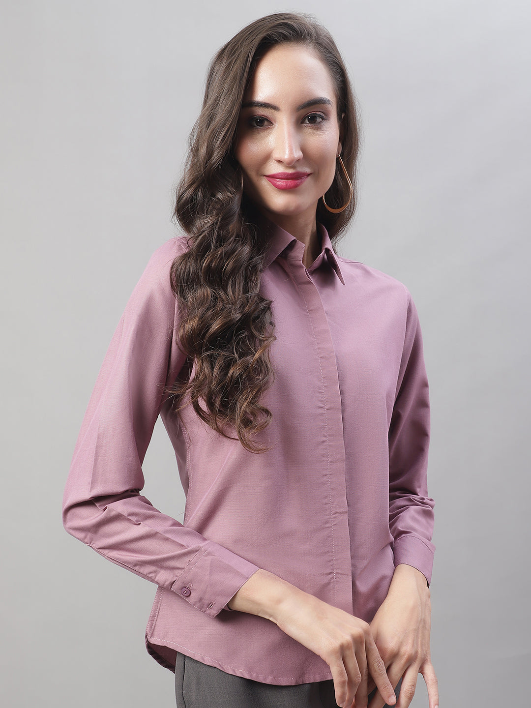 Jainish Women's Magenta Pink Solid Shirt Style Top - Distacart