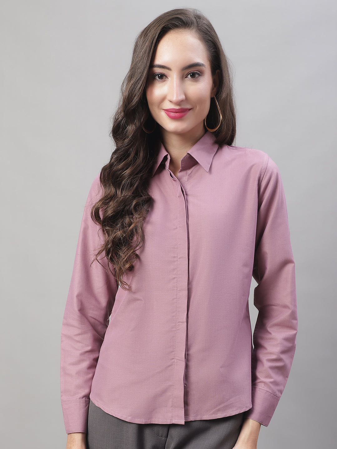 Jainish Women's Magenta Pink Solid Shirt Style Top - Distacart