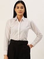 Thumbnail for Jainish Women's White Solid Shirt Style Top - Distacart