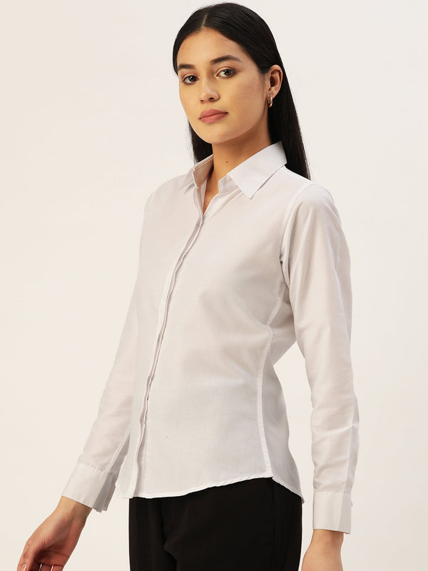 Jainish Women's White Solid Shirt Style Top - Distacart