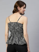 Thumbnail for Jainish Women's Printed crop top with frills - Black - Distacart