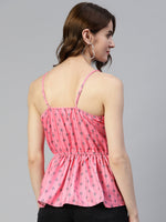 Thumbnail for Jainish Women's Printed crop top with frills - Peach - Distacart