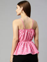 Thumbnail for Jainish Women's Printed crop top with frills - Pink - Distacart