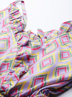 Thumbnail for Jainish Women's Printed crop top with frills - Purple - Distacart