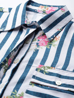 Thumbnail for Jainish Women's Striped Double Pocket Shirt Style Top - Blue - Distacart