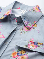 Thumbnail for Jainish Women's Floral Double Pocket Shirt Style Top - Grey - Distacart
