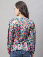 Thumbnail for Jainish Women's Blue Printed Shirt Style Top - Distacart