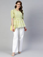 Thumbnail for Jainish Women's Chikankari Work Empire Top - Green - Distacart
