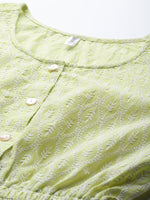 Thumbnail for Jainish Women's Chikankari Work Empire Top - Green - Distacart