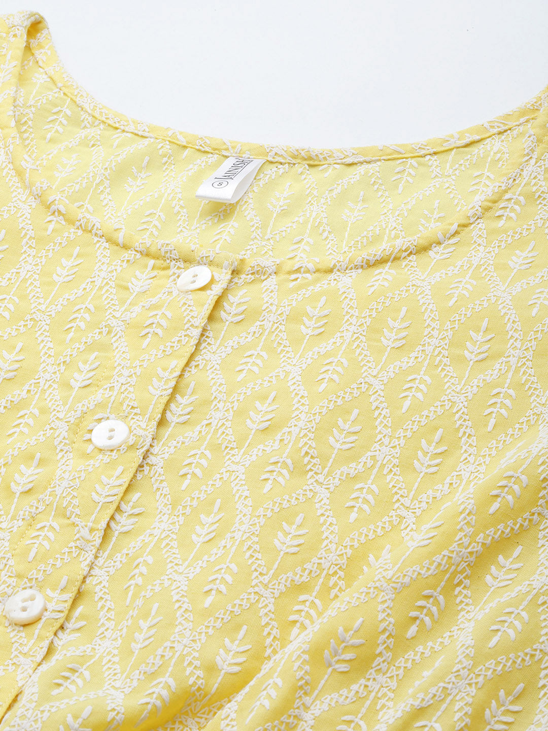 Jainish Women's Chikankari Work Empire Top - Yellow - Distacart