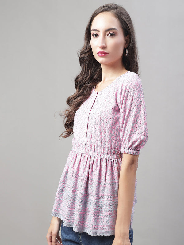 Jainish Women's WoChikankari Work Empire Top - Magenta - Distacart