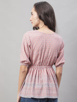 Thumbnail for Jainish Women's WoChikankari Work Empire Top - Peach - Distacart