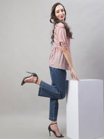 Thumbnail for Jainish Women's WoChikankari Work Empire Top - Peach - Distacart