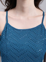 Thumbnail for Jainish Women's WoPeacock Blue Chikankari Sequen Work Empire Top - Distacart