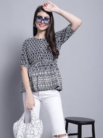 Thumbnail for Jainish Women's WoChikankari & Sequins Work Empire Top - Navy Blue - Distacart