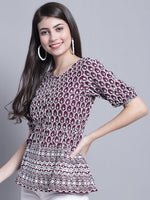 Thumbnail for Jainish Women's WoChikankari & Sequins Work Empire Top - Purple - Distacart