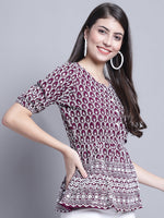 Thumbnail for Jainish Women's WoChikankari & Sequins Work Empire Top - Purple - Distacart