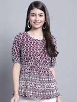 Thumbnail for Jainish Women's WoChikankari & Sequins Work Empire Top - Purple - Distacart