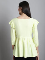 Thumbnail for Jainish Women's Embroidered Stylish Top - Lemon - Distacart