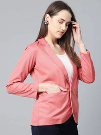 Thumbnail for Women Peach Solid Single-Breasted Smart Casual Blazer - Rasiya