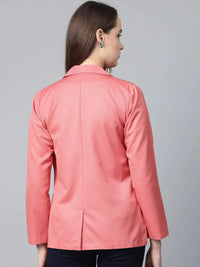 Thumbnail for Women Peach Solid Single-Breasted Smart Casual Blazer - Rasiya