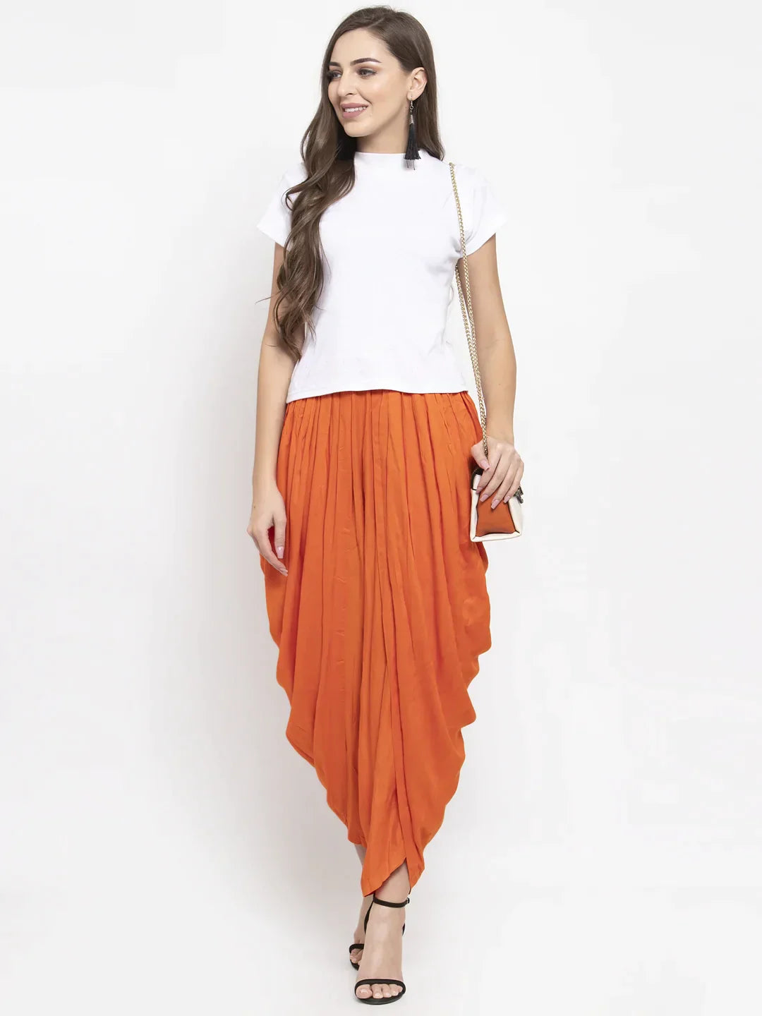 Women Orange Solid Dhoti Orange - Rasiya