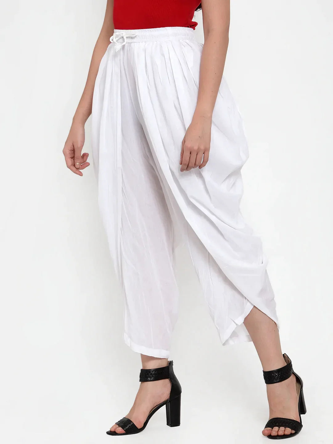 Women White Solid Dhoti White - Rasiya