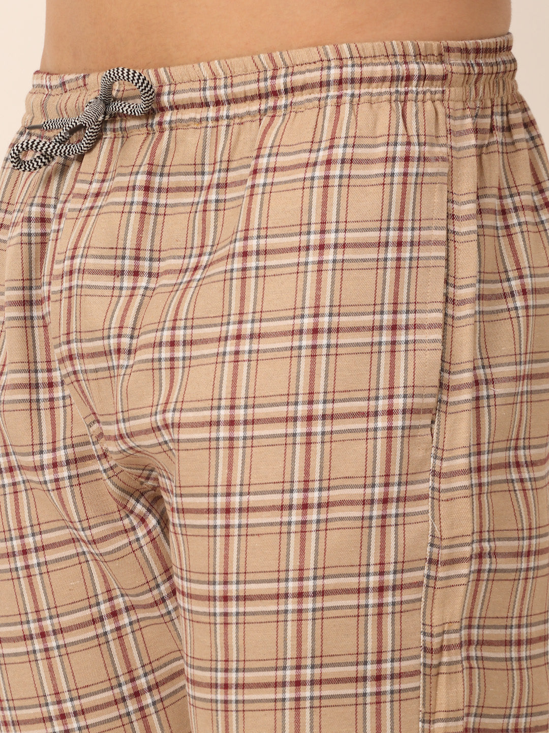 Jainish Men's Checked Cotton Track Pants - Brown - Distacart